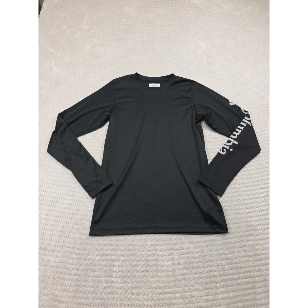 Columbia PFG Shirt Boys Large 14/16 Black Long Sleeve UPF Rash Guard Sun Shirt